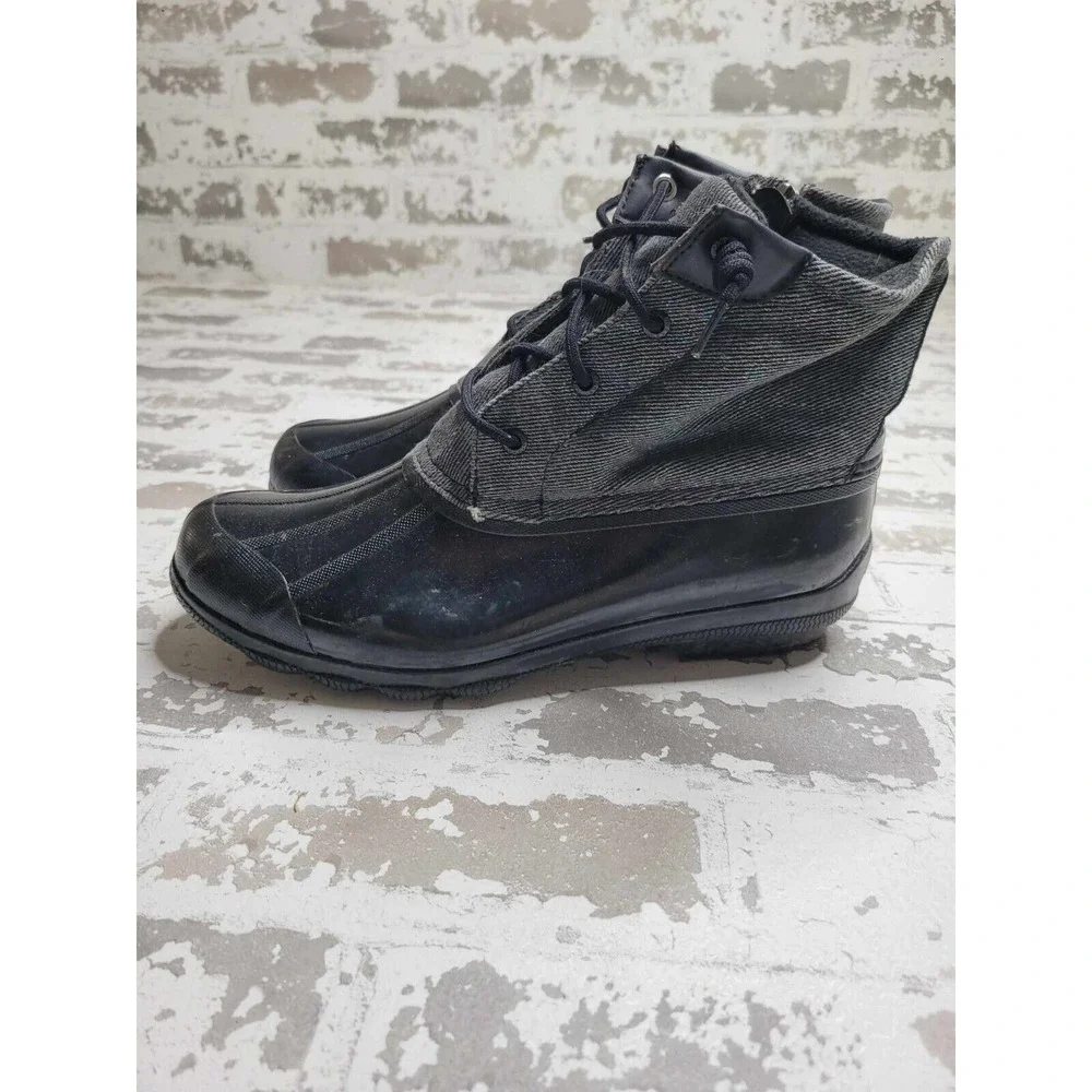 3722 Sperry Waterproof Rubber Boot‎ Black Size 11 Women's